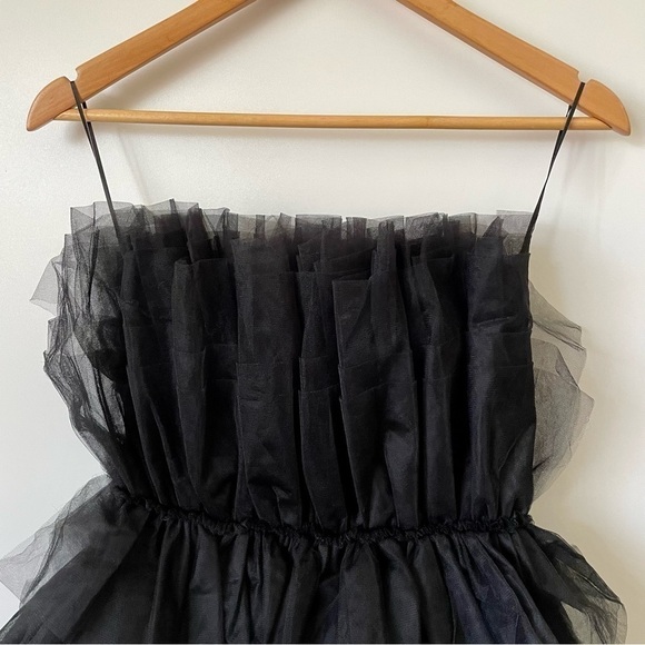 Mable Organza Tube Ruffle Mini Dress Black Women's Size S - Picture 13 of 16